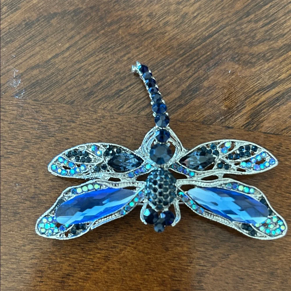Vintage blue and green dragonfly brooch - Picture 4 of 6
